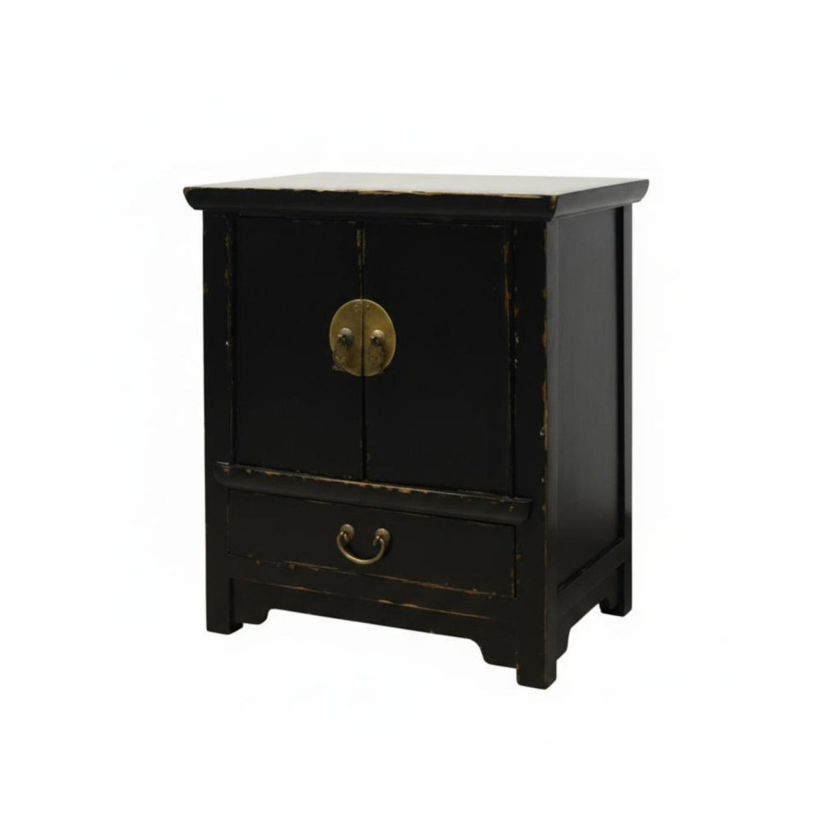 Painted Door Cabinet Vintage Look Nightstand Oriental Design Sturdy Construction for homeowners, Entryway