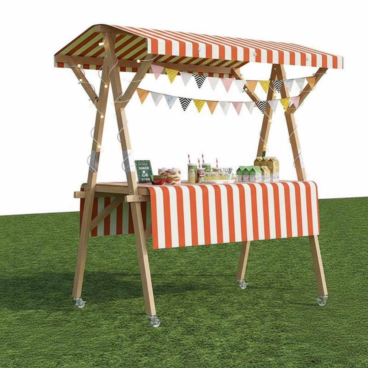 1 Piece Foldable Wooden Market Booth Effortless Assembly Portable Vendor Stand Sturdy Construction Suitable for Agricultural Markets Craft Fairs Promotional Events Temporary Retail Spaces