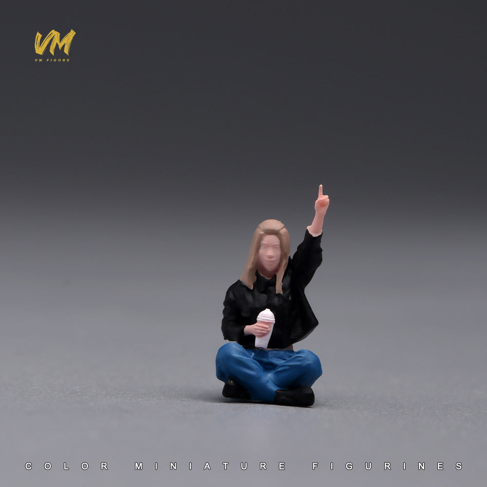 VM 1/64 Scale Resin Miniature Figure of Seated Girl with Milk Tea