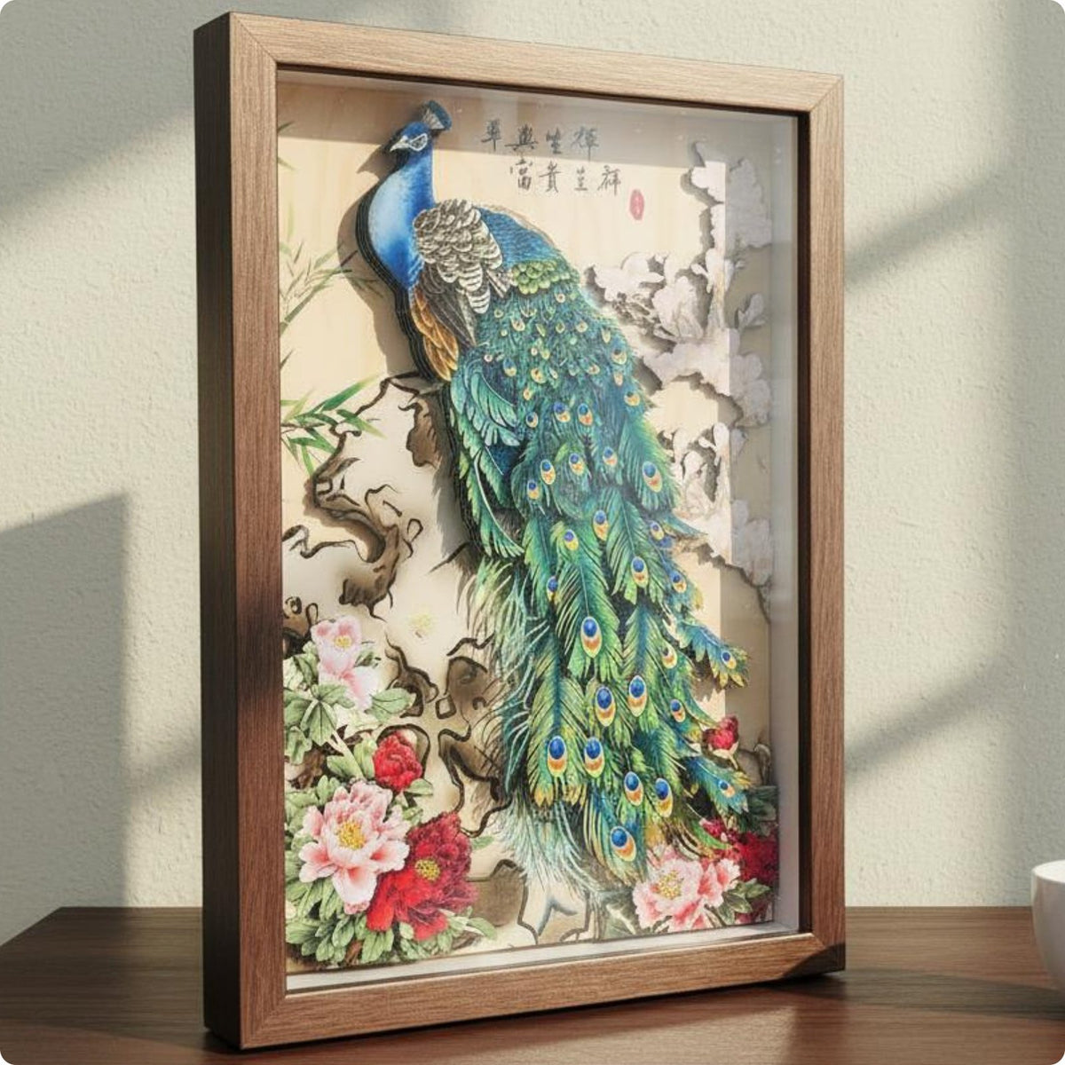 Paper Cut Peacock Decor Housewarming Gift Peacock Tabletop Decoration Fine Workmanship for Tea Room