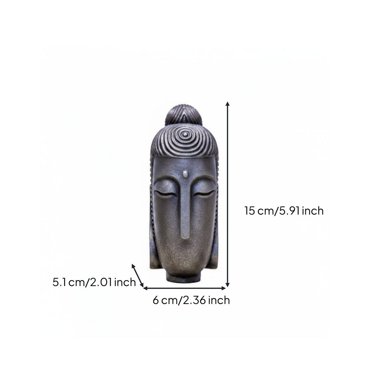 Buddha Head Statue Vintage Finish Table Ornament Artisanal Look for Shelf