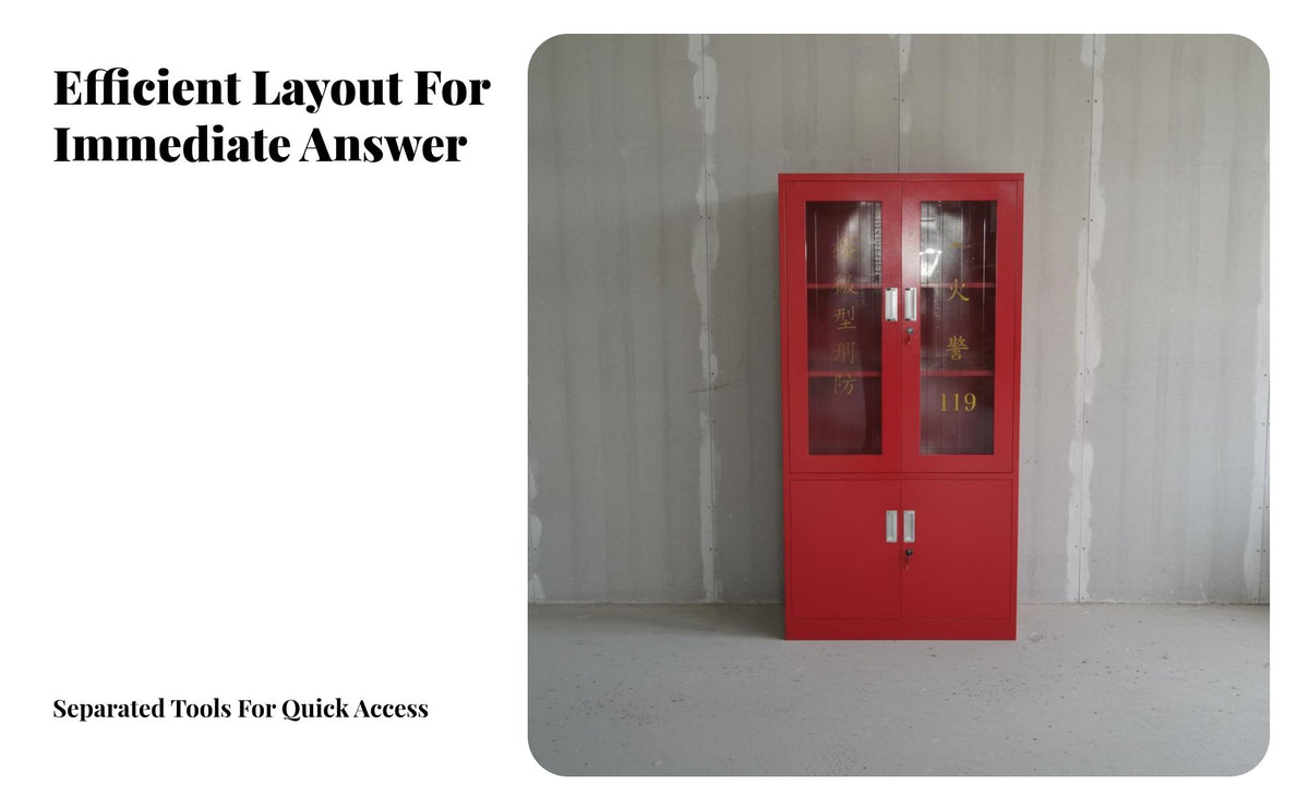 Multi-Compartment Design Micro Fire Station Cabinet Reinforced Construction Fire Equipment Cabinet High Visibility Red Heavy Duty for Safety Officers, Property Managers, Factory Supervisors, Factories, Public Buildings, Workshops, Warehouses