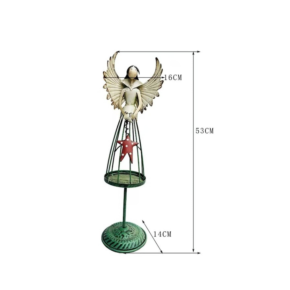 Iron Angel Stand Decor Antiqued Accent Vintage Angel Figurine Artisan-Made Look