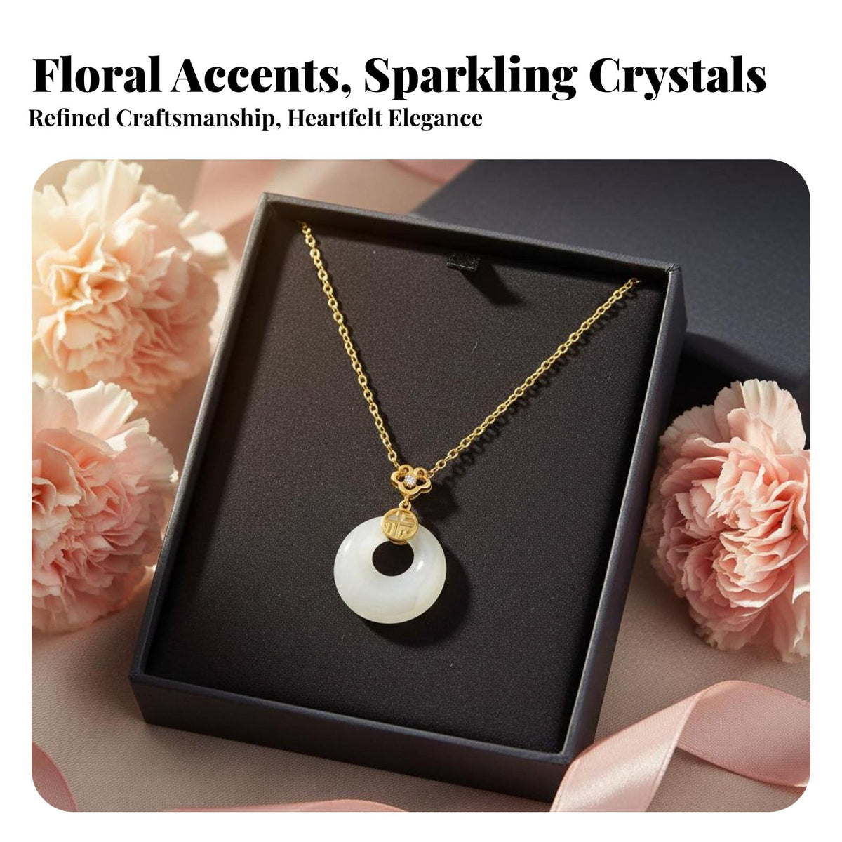 S925 Silver Jade Necklace Spiritual Gift Chinese Jade Donut Locket Necklace