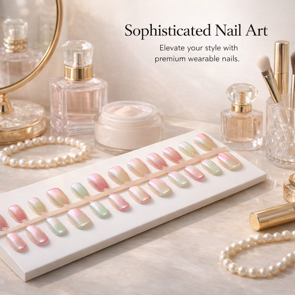 False Nails Almond Short Reusable Artificial for Ladies, 3D Embossed Electroplated Design for Party Wedding, Wearable