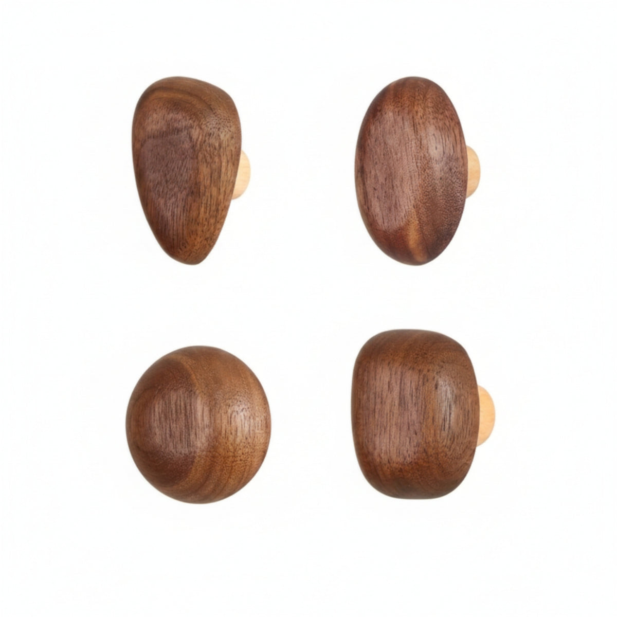 4 Pieces Wooden Wall Hook Natural Pebble Wall Hook Rustic for Closet