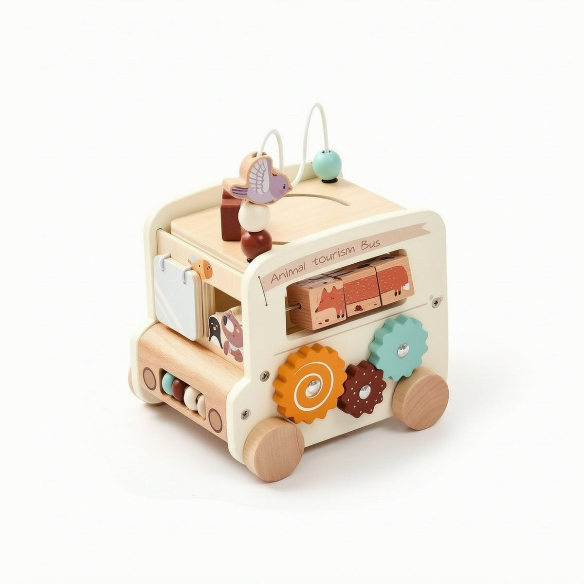 Toy Bus with Xylophone Allall-in-1 Activity Bus Shape Sorter Multifunction Bead Maze Developmental for Toddlers, Playroom