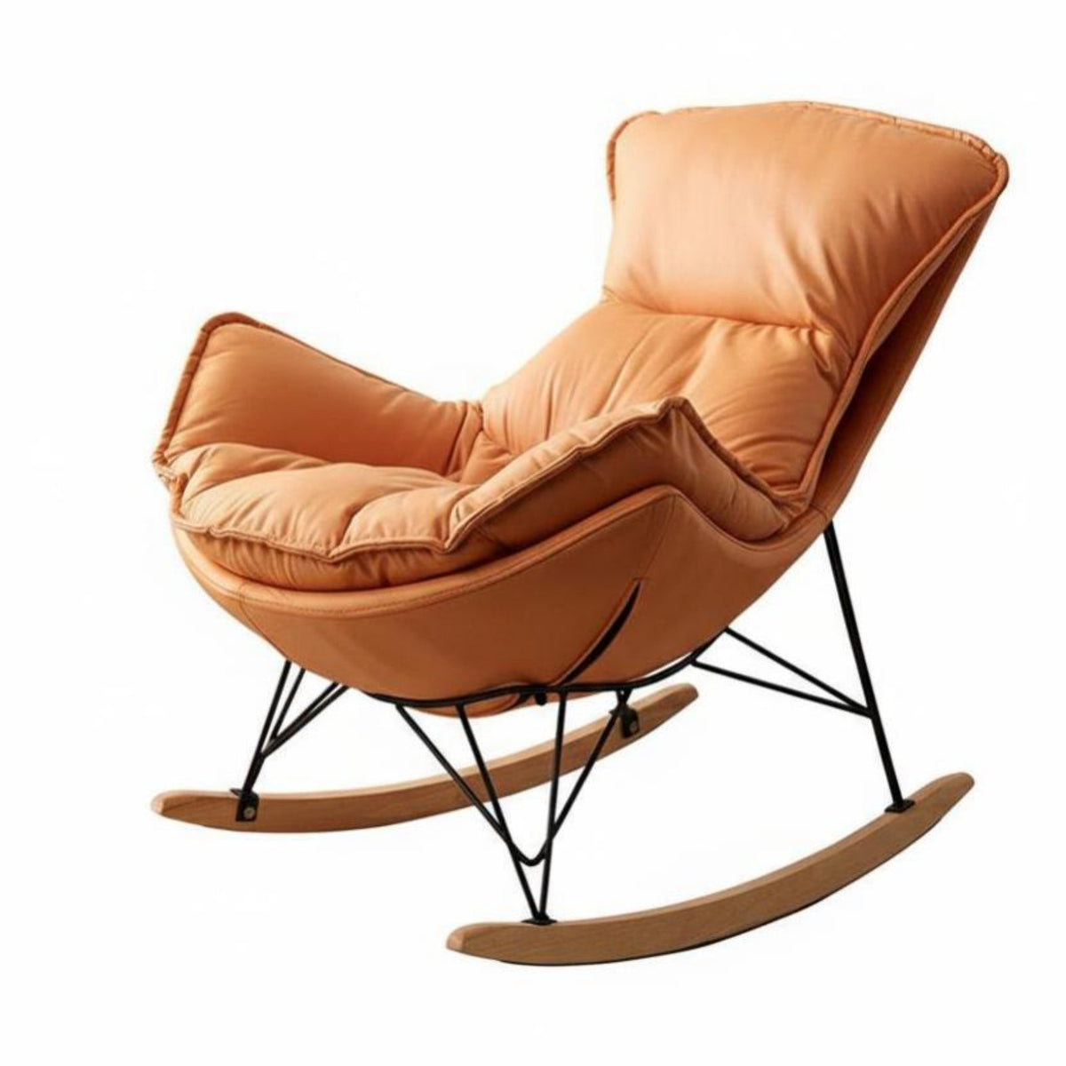 Comfortable Padding Upholstered Rocking Chair snug Upholstered Rocking Armchair Sturdy Frame Indoor Seating Ergonomic Design for Adults, Homeowners, Seniors, Balcony, Living Room, Bedroom, literary alcove
