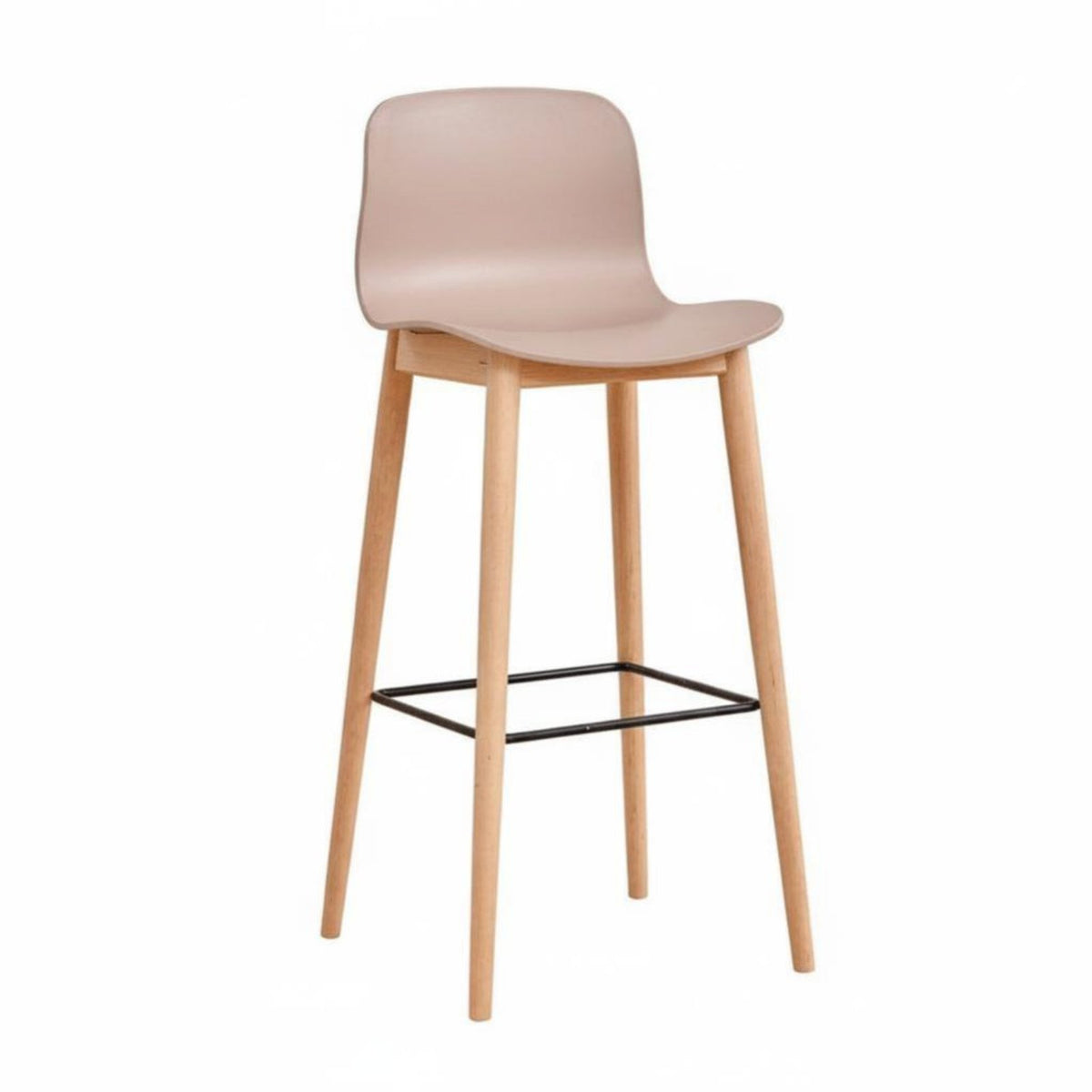 Molded Seat High Stool Nordic Barstool Chair Modern Simple Design Ergonomic Backrest for Kitchen Island, Reception Area, Pantry