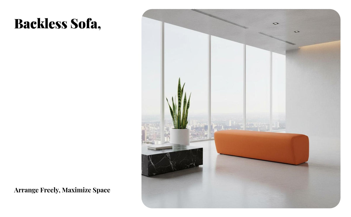 Modern design Backless Wave Bench dense padding Upholstered Office Bench Easy to Clean Upholstery Waiting Room Seat Sturdy Construction for Customers, Visitors, Patients, Salon, Lobby