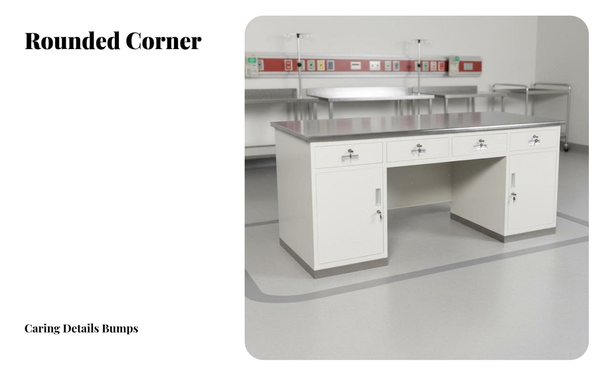Built-in Storage Pharmacy Examination Table Sturdy and Long-Lasting Oral Workbench Easy to Clean Steel Medical Table with Cabinets Versatile Use for Healthcare Professionals, Pharmacists, Emergency Room, Doctor's Office, Wellness Centers