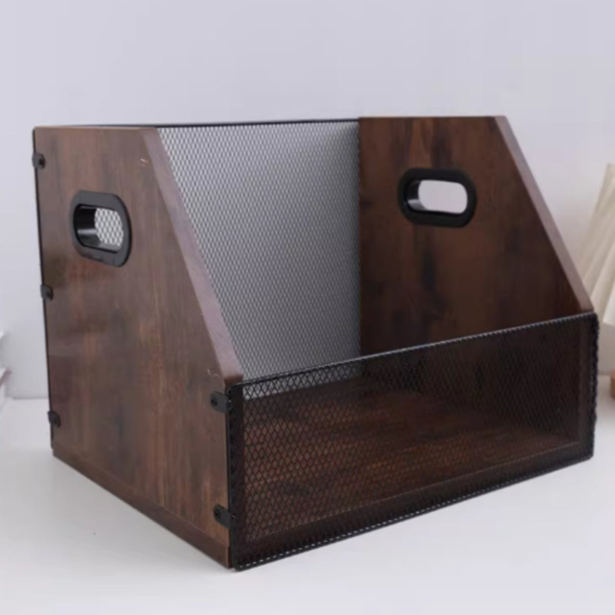 Vinyl Album Storage Box Retro Design Vinyl Album Storage Crate Space-Saving