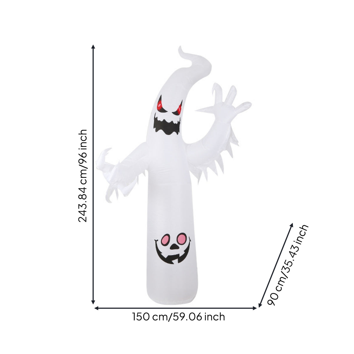 Inflatable Inflatable Ghost Spooky Inflatable Ghost with Pumpkin Freestanding Outdoor for Indoor