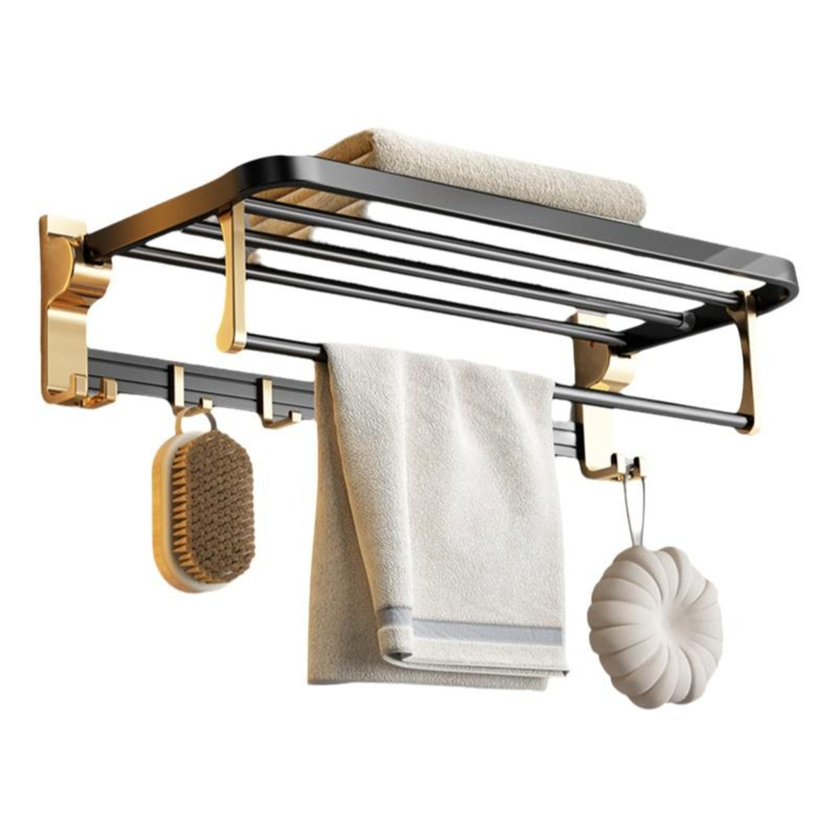 Towel Rack, No-Drill Aluminum Bathroom Shelf, Wall Organizer