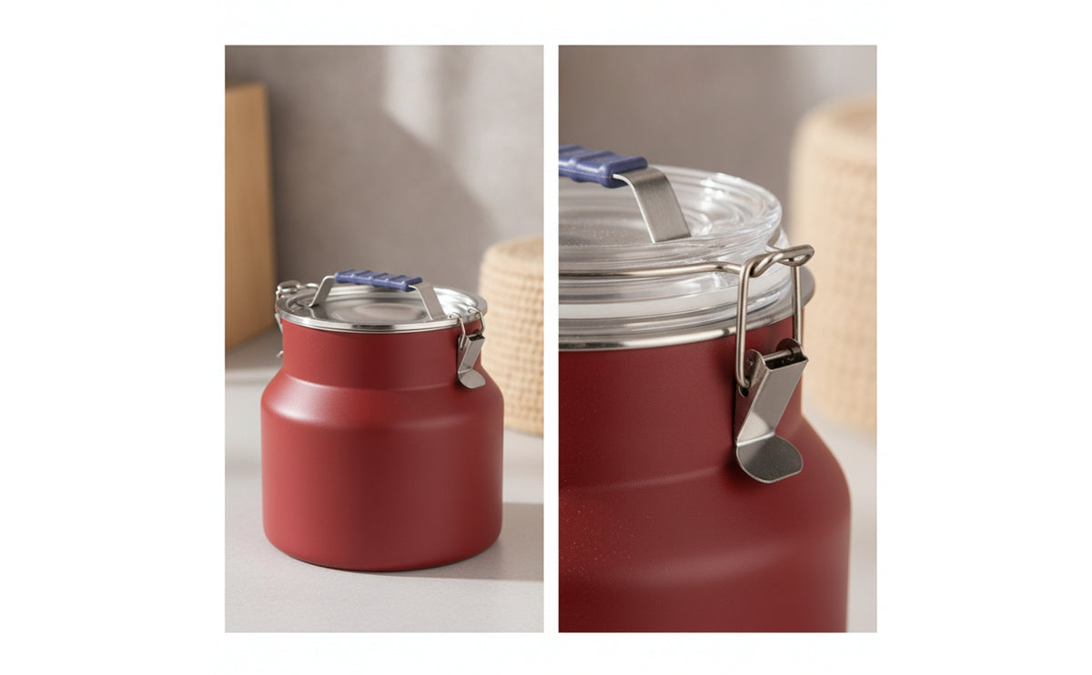 Sealed Storage Canister Stainless Steel Canister with Clasping Lid dampnessResistant Airtight Food Storage Container for Tea Lovers, Pet Owners