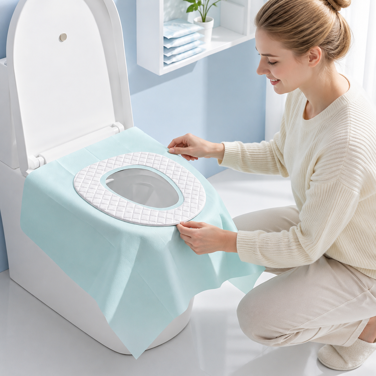 Badi Gao Disposable Toilet Seat Covers, Extra Large, Thick, Full Coverage, Individually Wrapped for Postpartum, Travel, Hotel