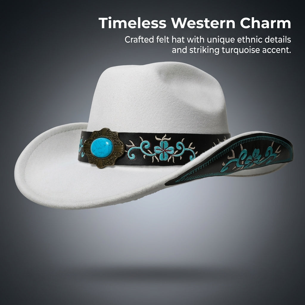 Sun Hat Fedora for Women with Wide Brim for Protection, Unisex Felt with Bohemian Design, Lightweight for Outdoor Travel