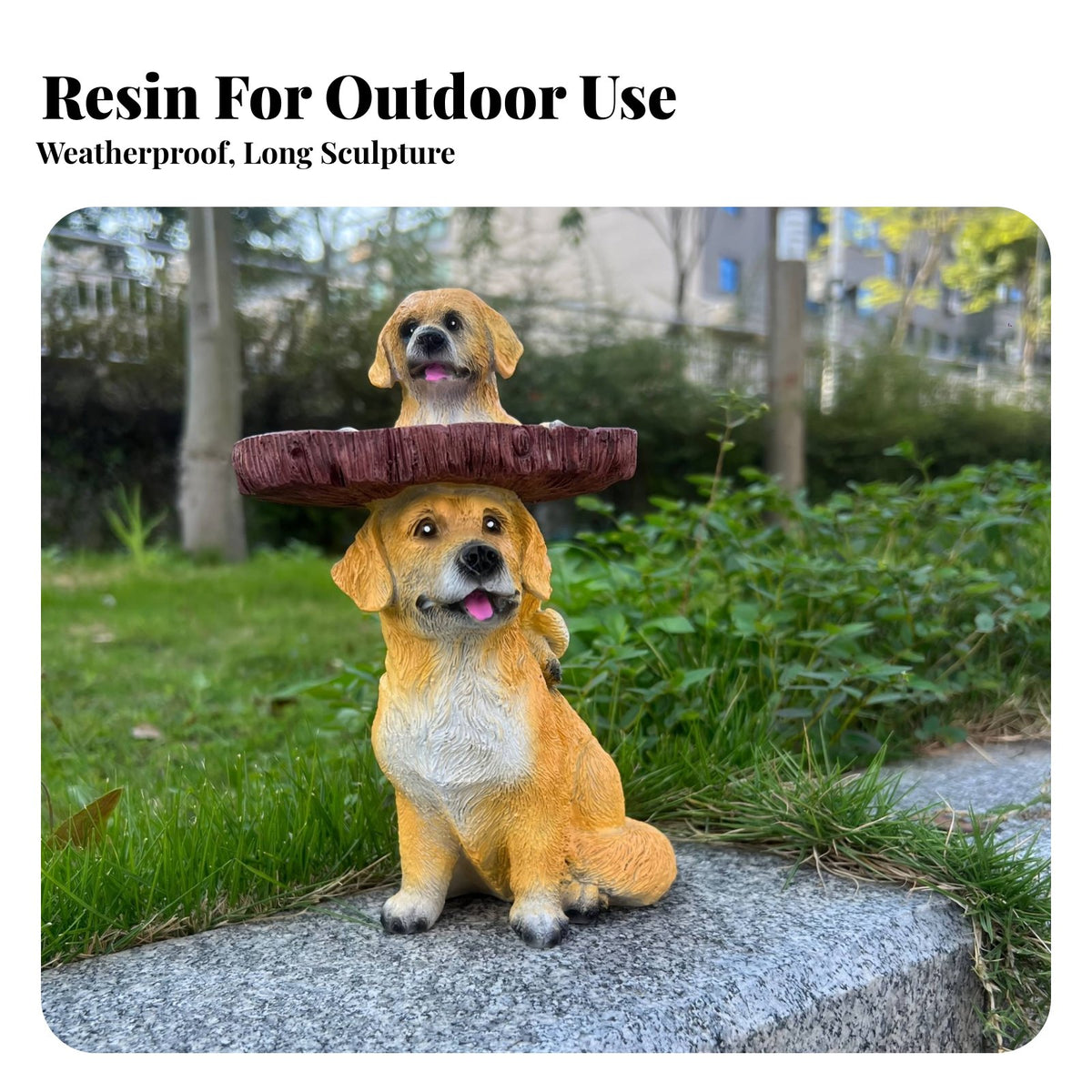 Dog Statue Bird Feeder Weather-Resistant Puppy Bird Feeder Waterproof Resin Dog Sculpture for Gardeners, Yard, Patio, Porch