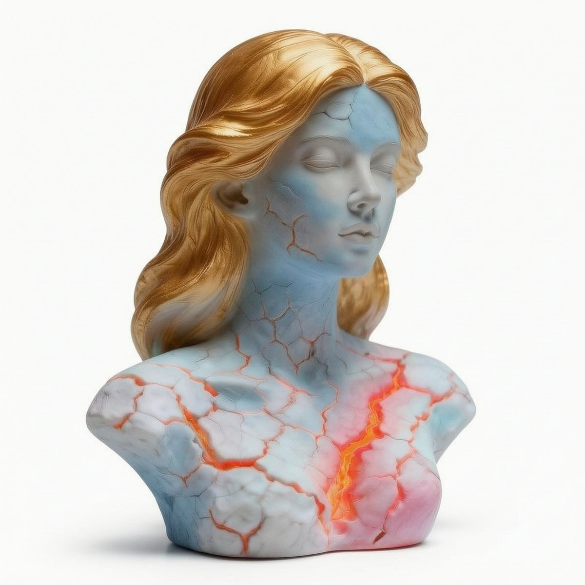 Maiden Bust Illuminated Female Head Sculpture Abstract for Collectors