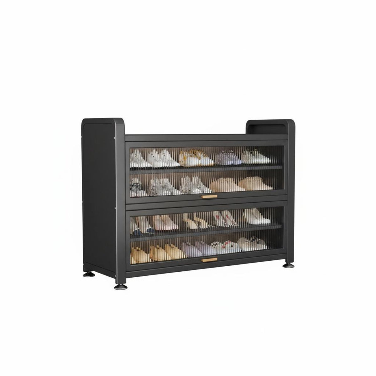 Steel Footwear Storage Unit with Doors Large Capacity Multi-Layer Shoe Rack Sturdy Construction Entryway Storage Cabinet for Families, Hallway
