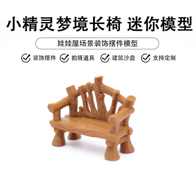 Elf Dream Bench Miniature Park Bench for Garden DIY Decor