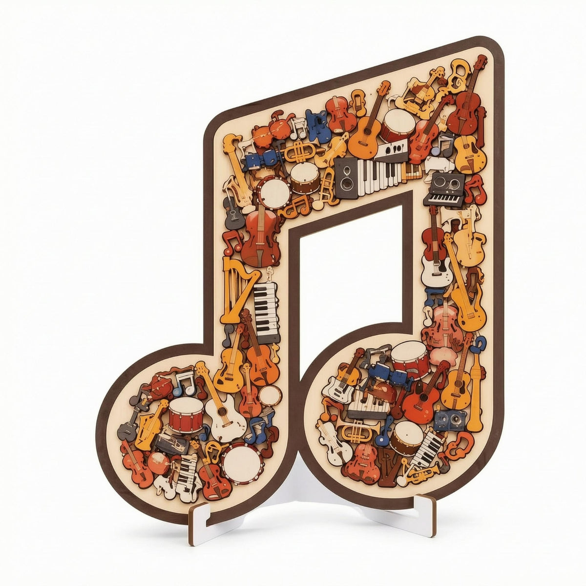Music-Themed Wooden Jigsaw Interlocking Ornament Freestanding Layered Wood Interlocking Decor Cutout