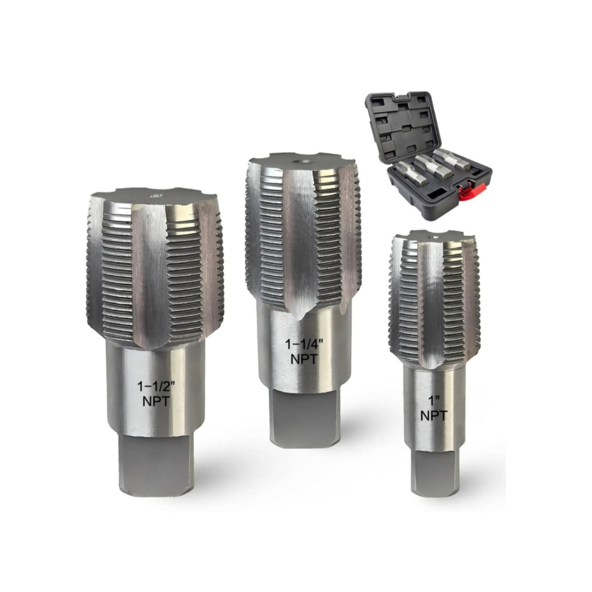 3 Pieces NPT Pipe Tap Set Metal Hex Shank Taps Precision