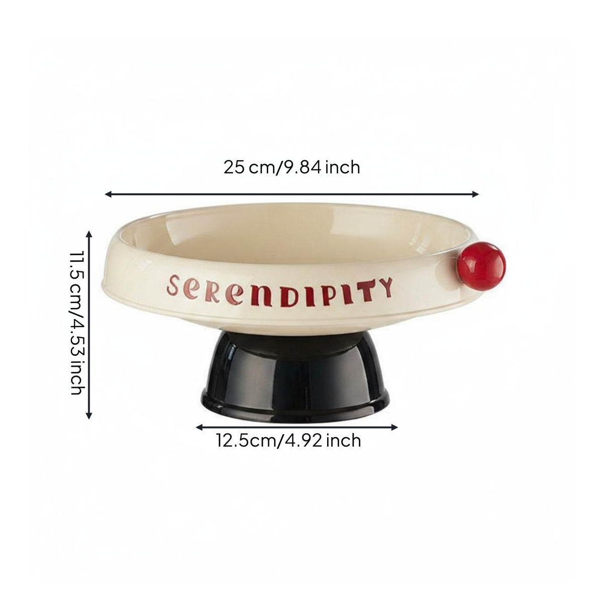 Pedestal Fruit Bowl Glossy Serving Item Printed Wordmark