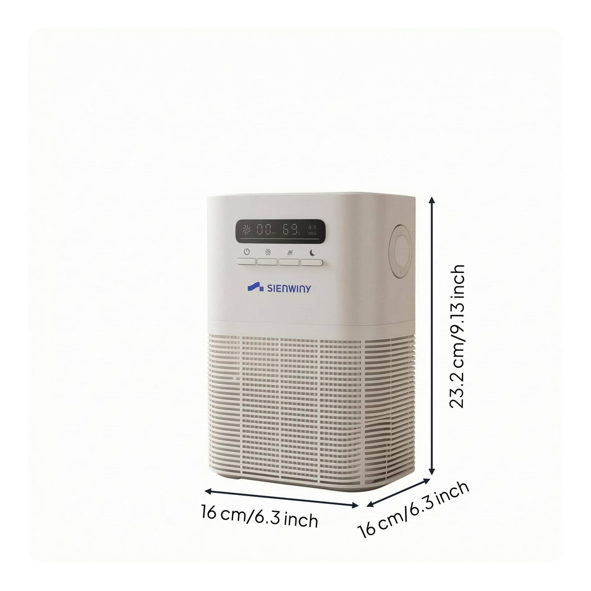 Tabletop Air Purifier White Electronic Air Purifier Home Appliance Control Buttons Side Handles