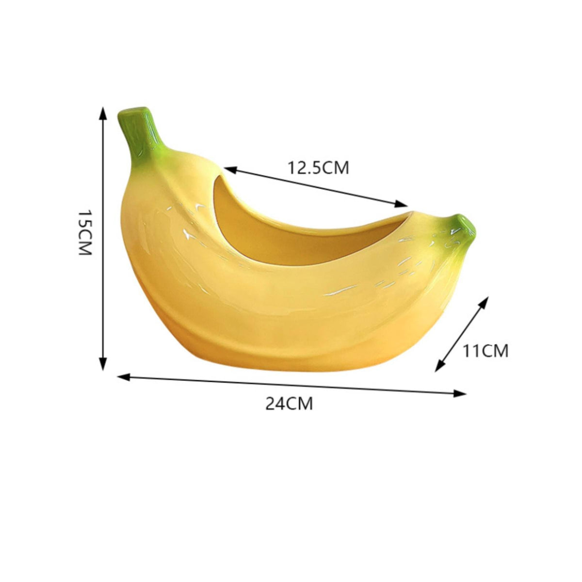 Banana Shaped Ceramic Tray Rounded Home Decor Item Yellow for Countertop