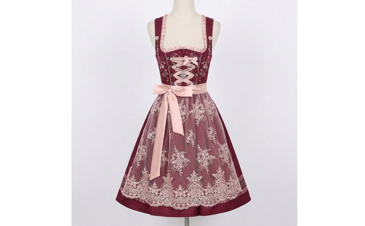 Dirndl Dress with Apron Floral Dirndl with Apron Traditional Bavarian Costume for Beer Festival