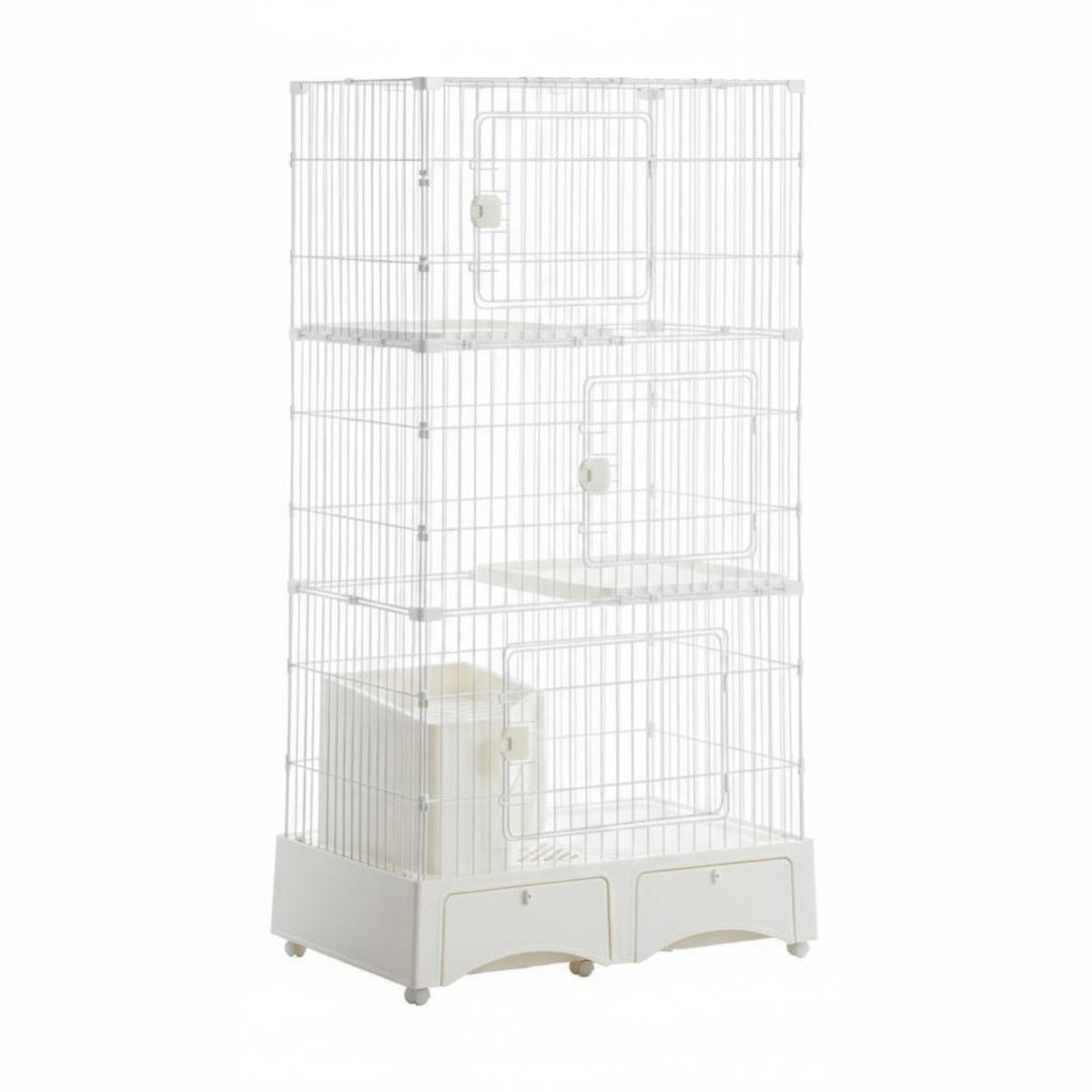 3-Story Cat Kennel with Litter Box Enclosure very Large Space for Indoors, Home