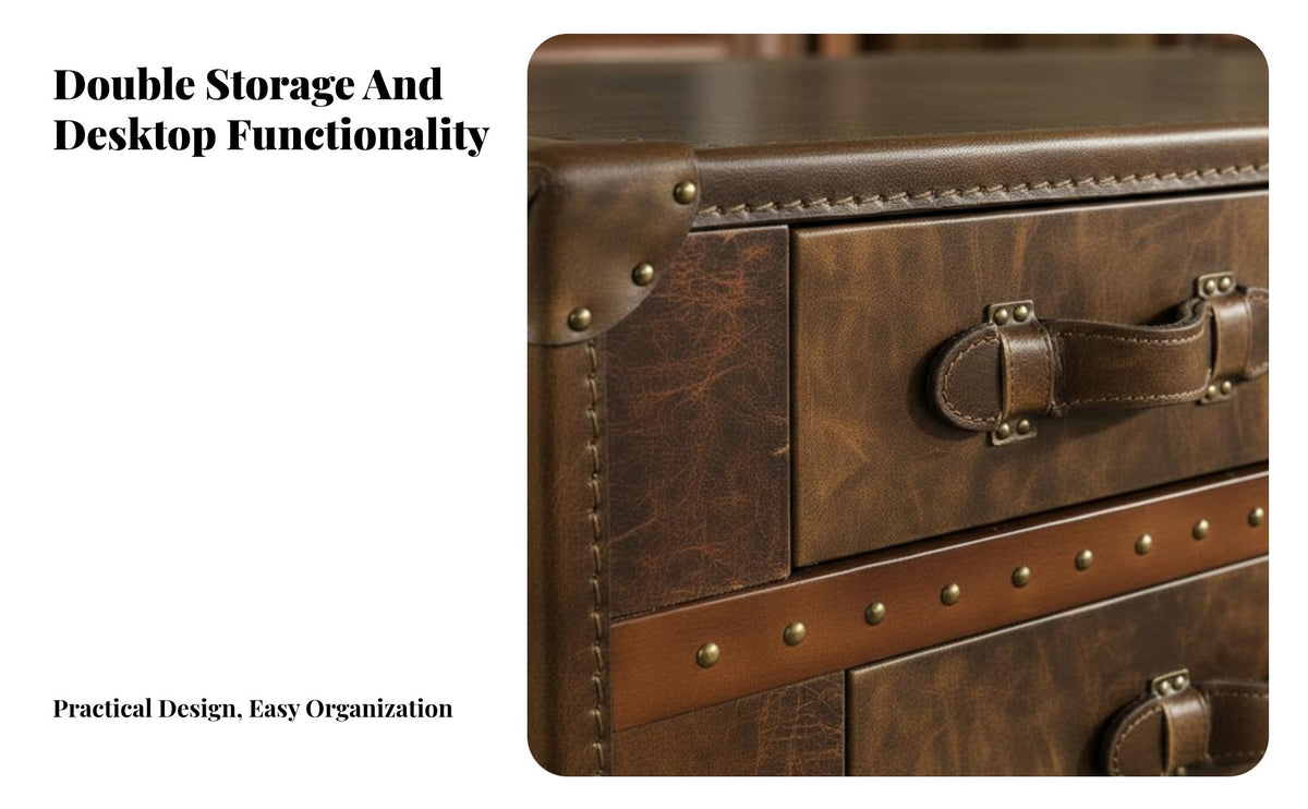 Vintage Design Trunk Coffee Table Distressed Finish Antique design Trunk Decorative Accent Home Furnishing Multi-Purpose for Interior Designers, Business Owners, Cigar Bar, Living Room, Lounge Area, Bedroom