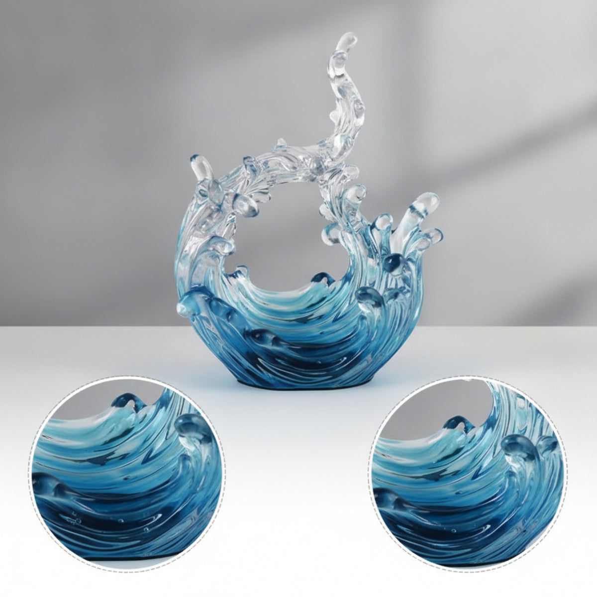 Wave Sculpture Blue Abstract Sculpture Minimalist Abstract Ornament for Tabletop, Living Room