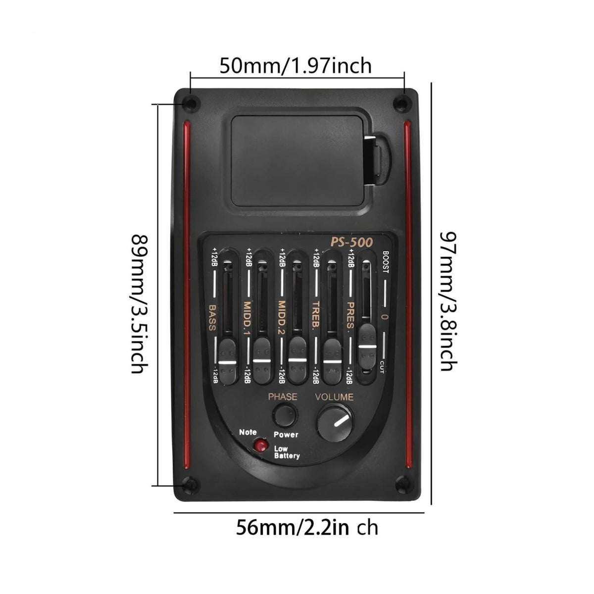 5-Band Acoustic Guitar Pickup Built-in Tuner Acoustic Guitar Preamp System Easy Assembly 5-Band EQ Preamp for Guitarists, Luthiers