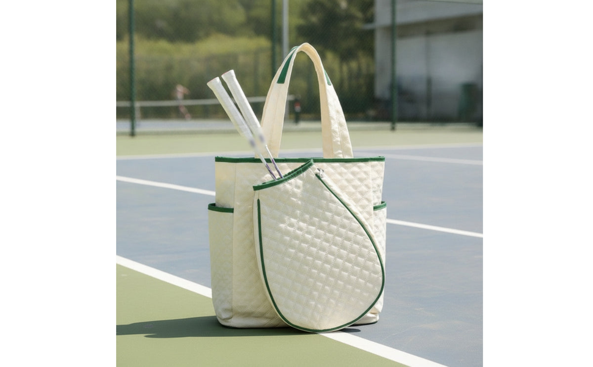Spacious Quilted Tote Bag Roomy Tote Bag with Zip Pocket Sporty Handbag Lightweight for Commuters, Gym, Travel, Tennis