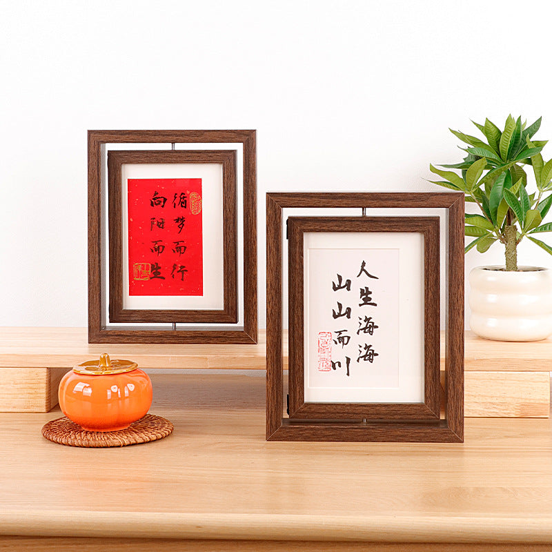 Double-Sided Transparent Retro Rotating Photo Frame 7 Inch