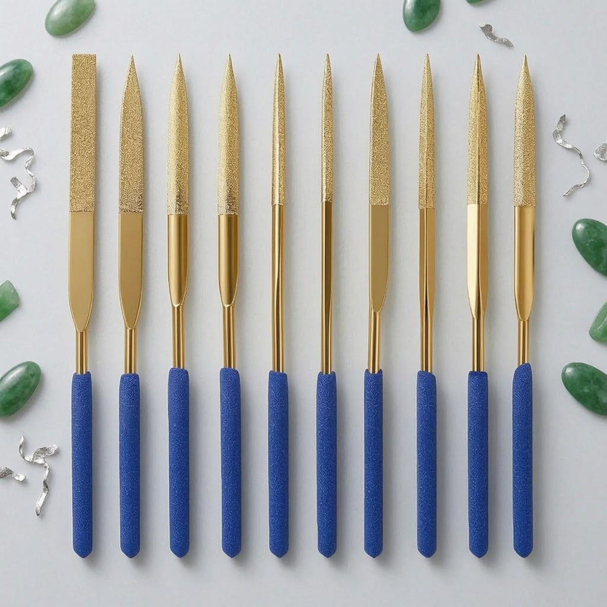 10 Pieces Blue Handle Diamond File Set Long-Lasting Cutting Performance Precision File Kit