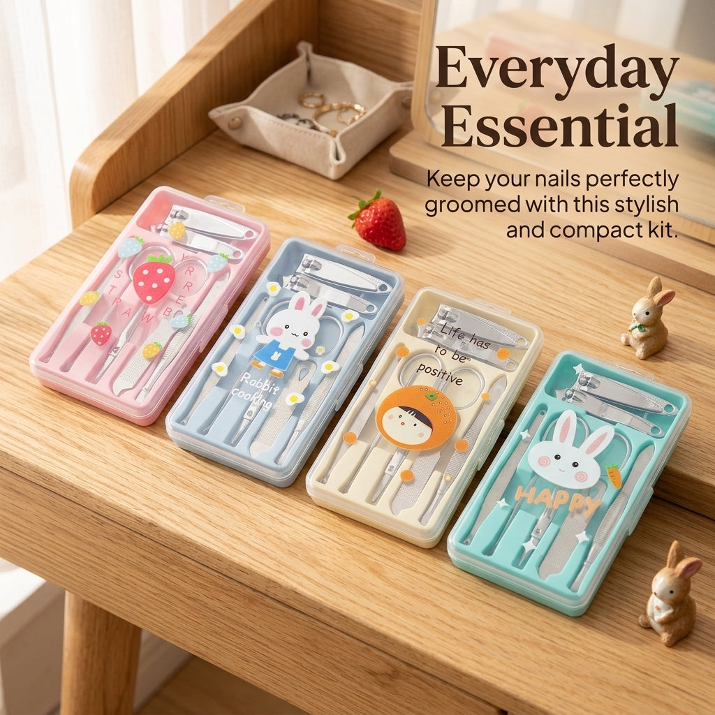 Mini Manicure Set for Travel with Portable Case, Complete Nail Clippers Grooming Tools, Unisex On the Go Personal Care Kit