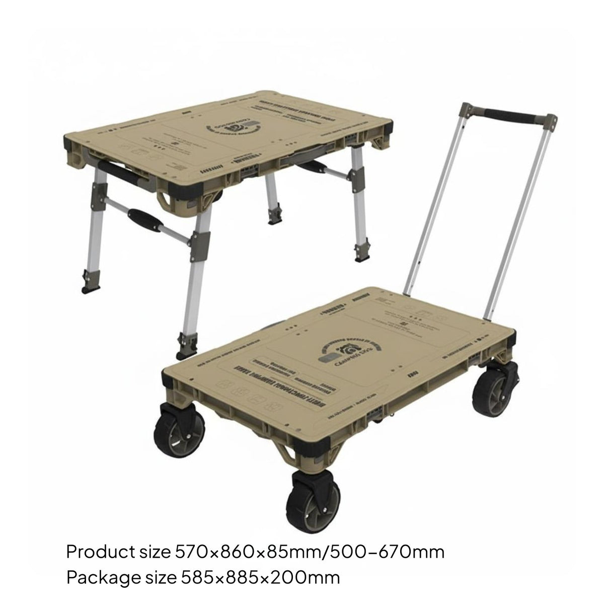 Multi-Function Rolling Camp Table Foldable Design Convertible Camping Table Cart