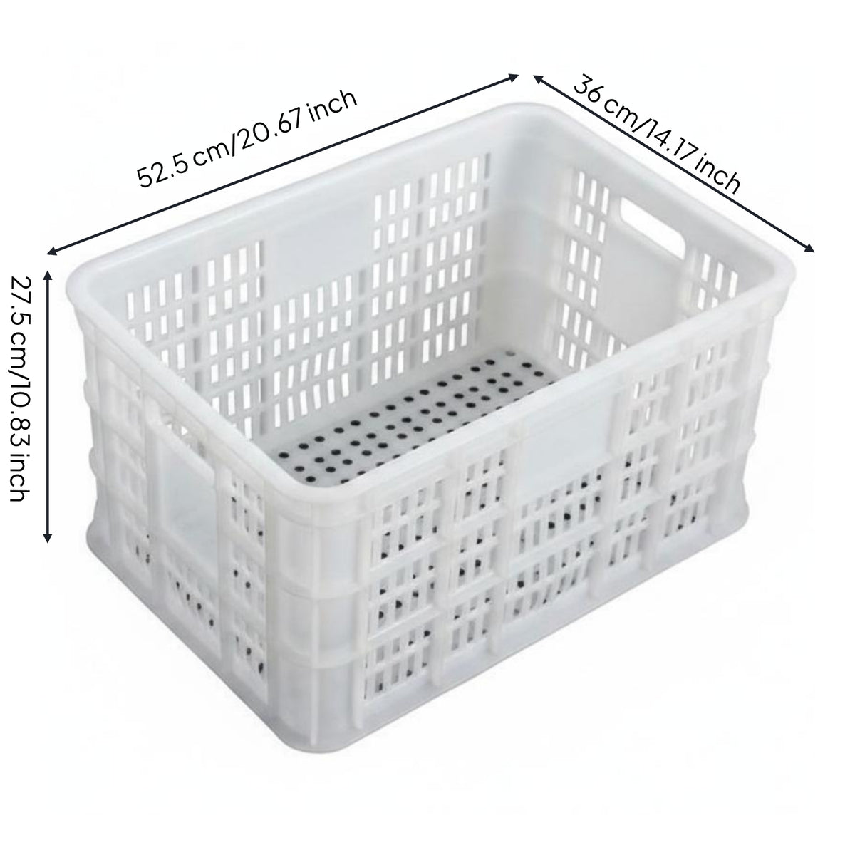 Ventilated Crate Open Lattice Design Stackable Rectangular Crate Lightweight for Warehouse