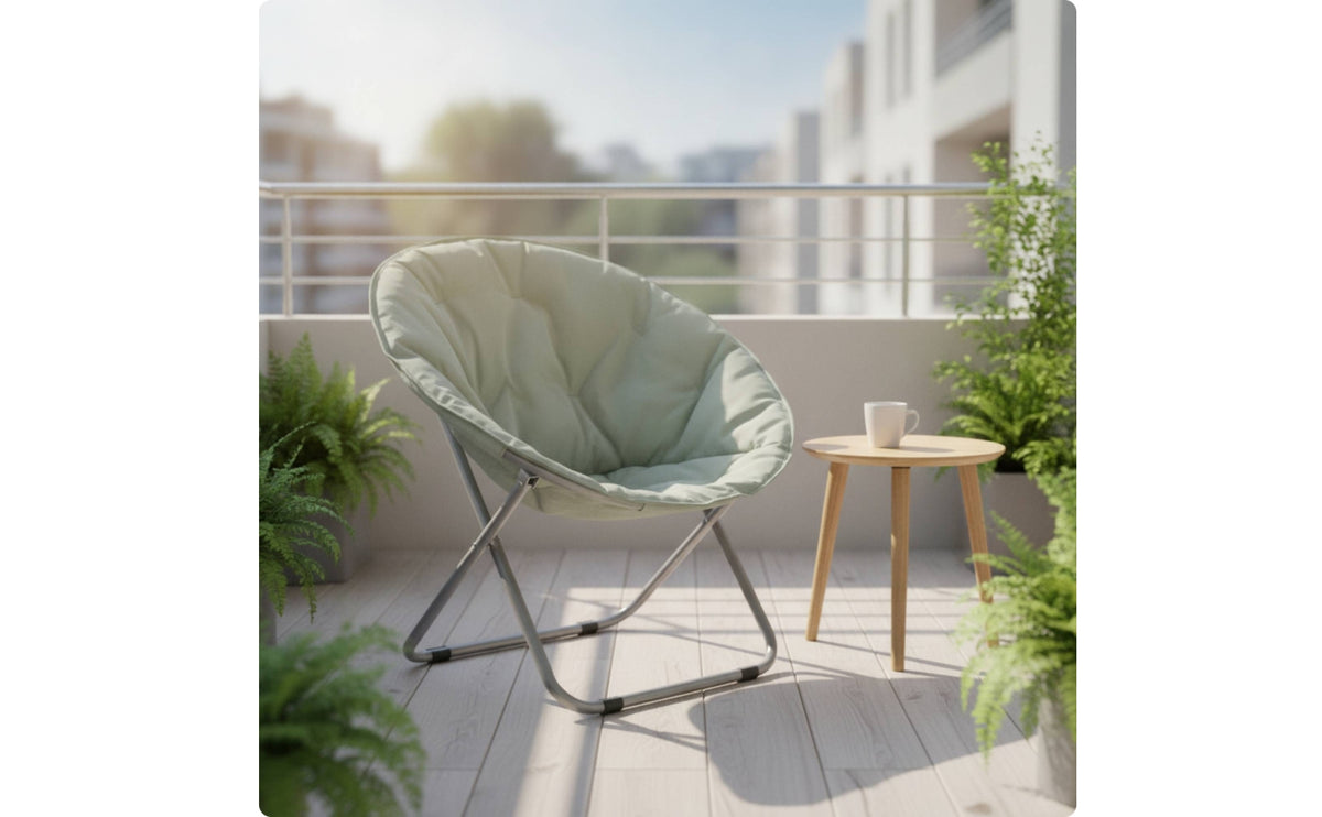 Moon Chair Foldable Saucer Chair Foldable Seat for Balcony, Office Breaks