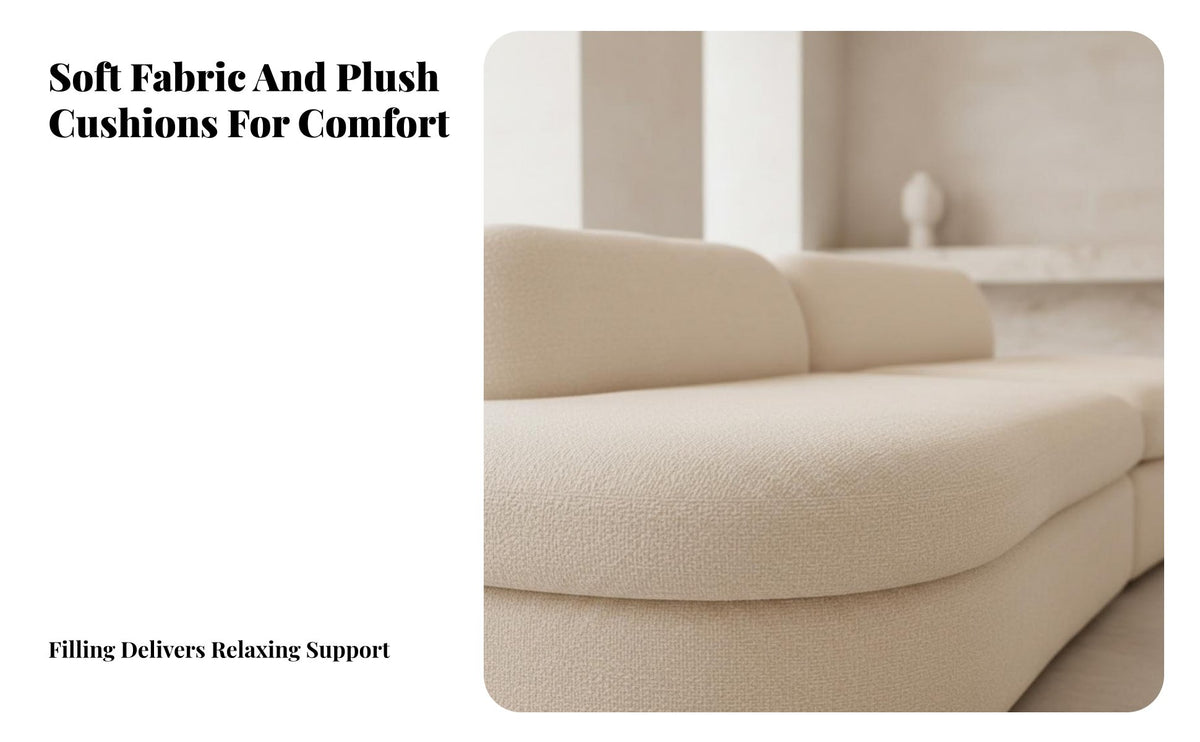 Curved Sectional Sofa Minimalist Modern Lounge Couch Solid Wood Frame Household Seating for Hosts, Homeowners, Reception Area, Hotel Lobby, Guest Room