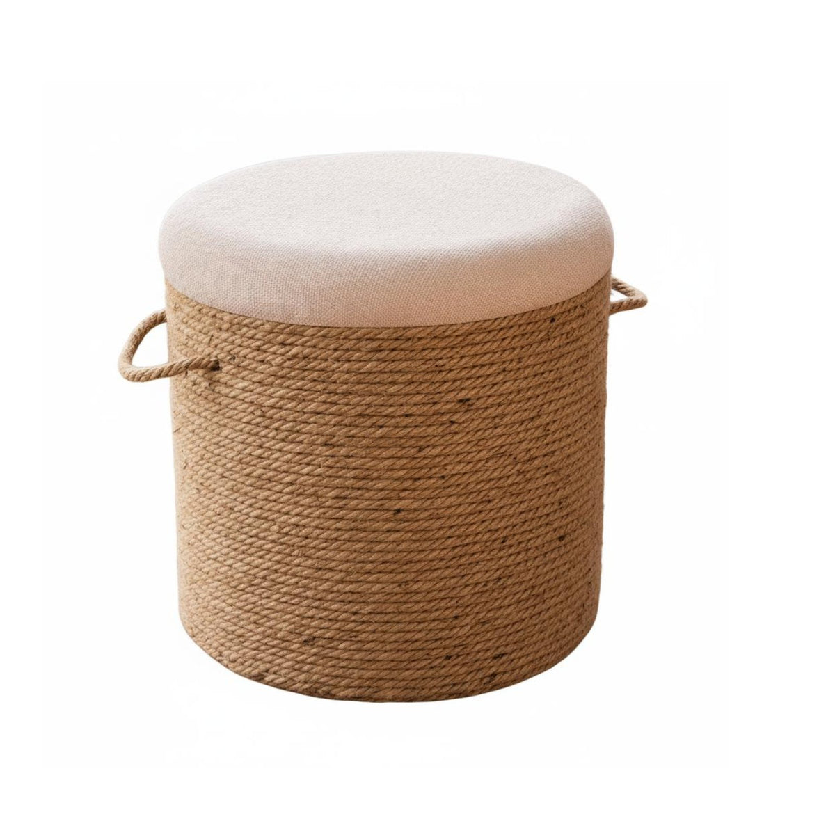 Antique design and aesthetic Round Woven Top Stool sturdy Wood Frame Low Backless Seat Multi-Functional Small Bench adaptable for Adults, Families, households, Living Room, Entryway, Bedroom, Balcony