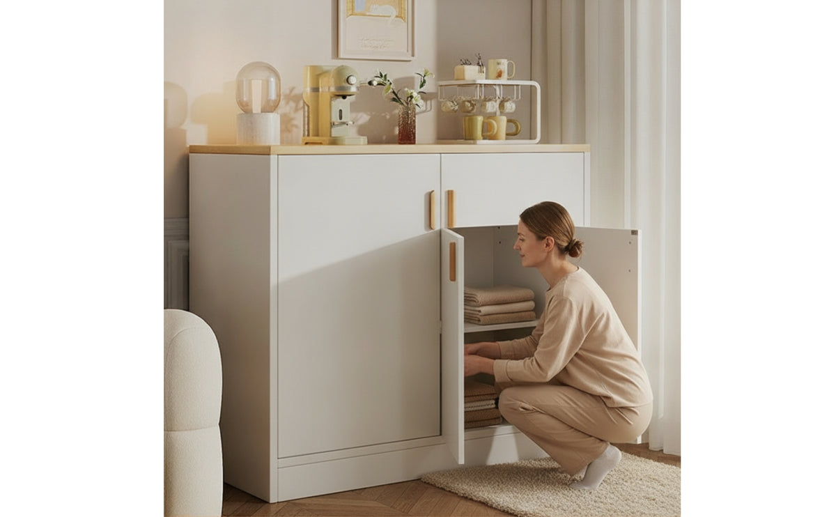 Storage Cabinet Freestanding Storage Cabinet with Doors and Shelves Modern Sideboard for Living Room, Kitchen, Drink Area