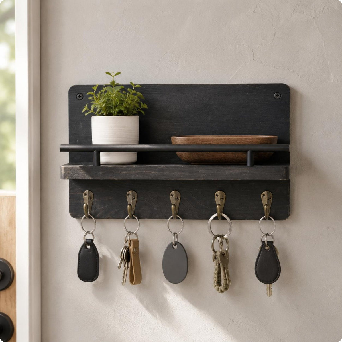 Wall Mounted Key Holder Space Saving Household Storage Decorative for Hallway