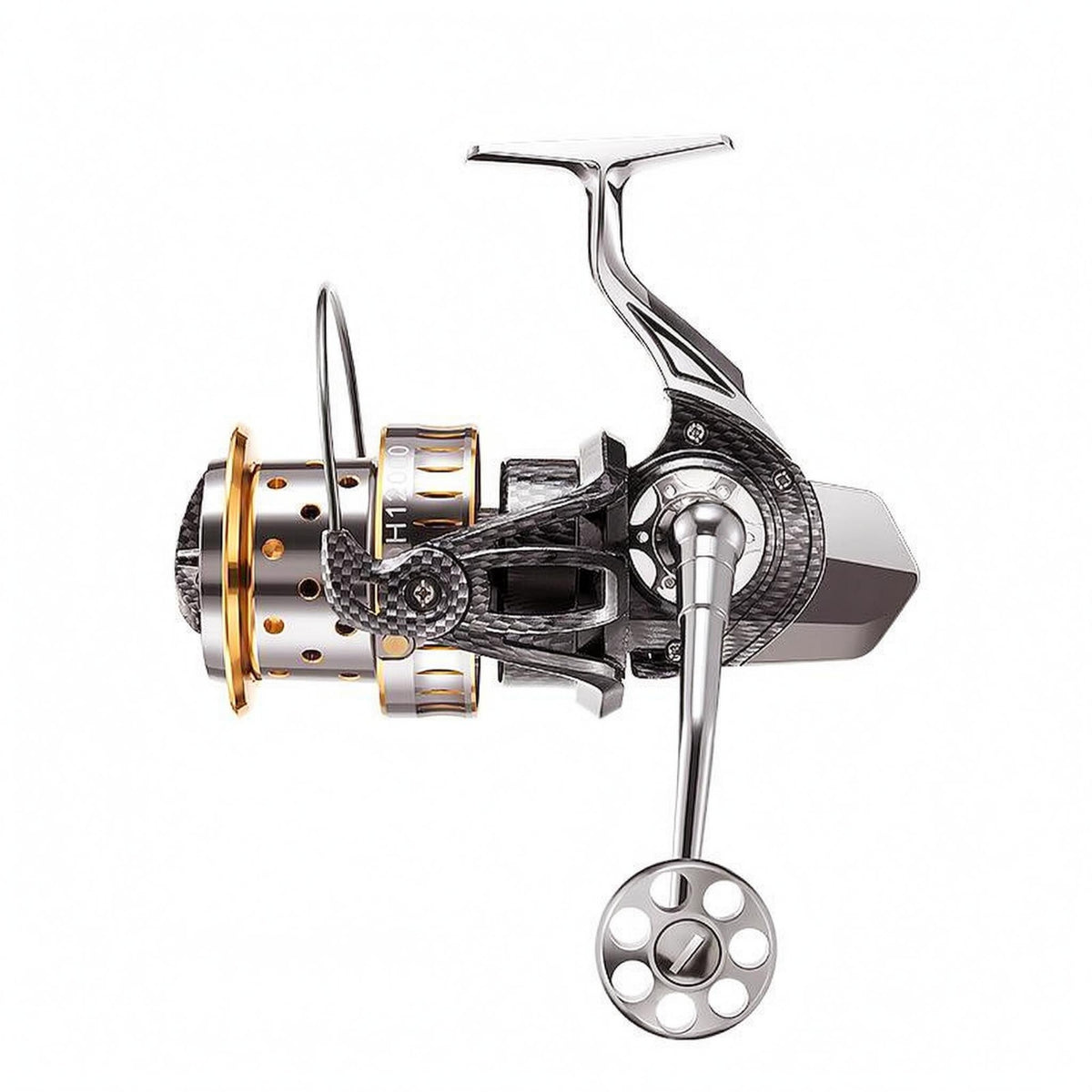Saltwater Rotating Reel Round Knob Metal Fishing Reel Carbon-Fiber Appearance