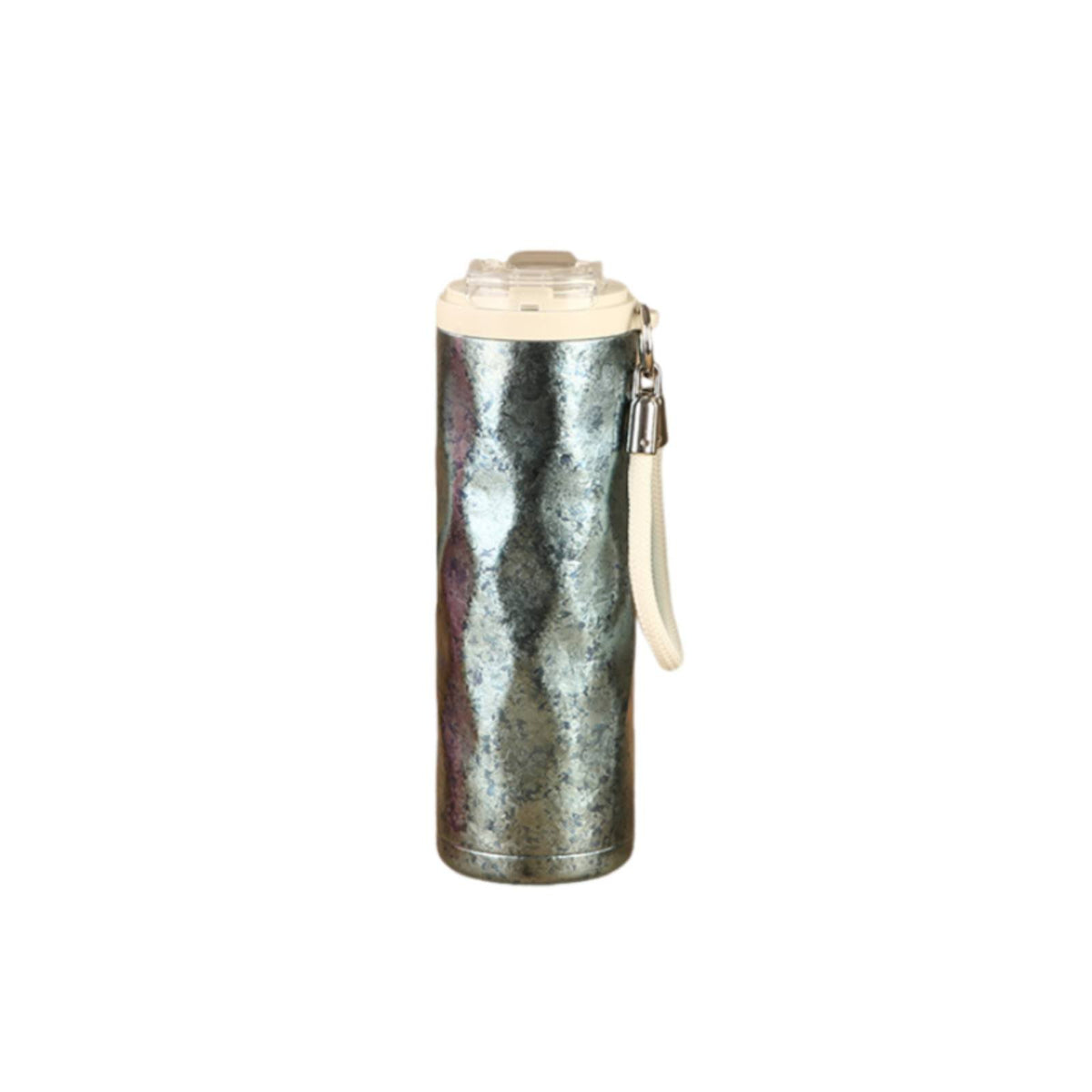 Coffee Cup Spill-Resistant Lid Portable Water Bottle Stylish Wavy Texture Insulated Tumbler for Travel, Office, Outdoor