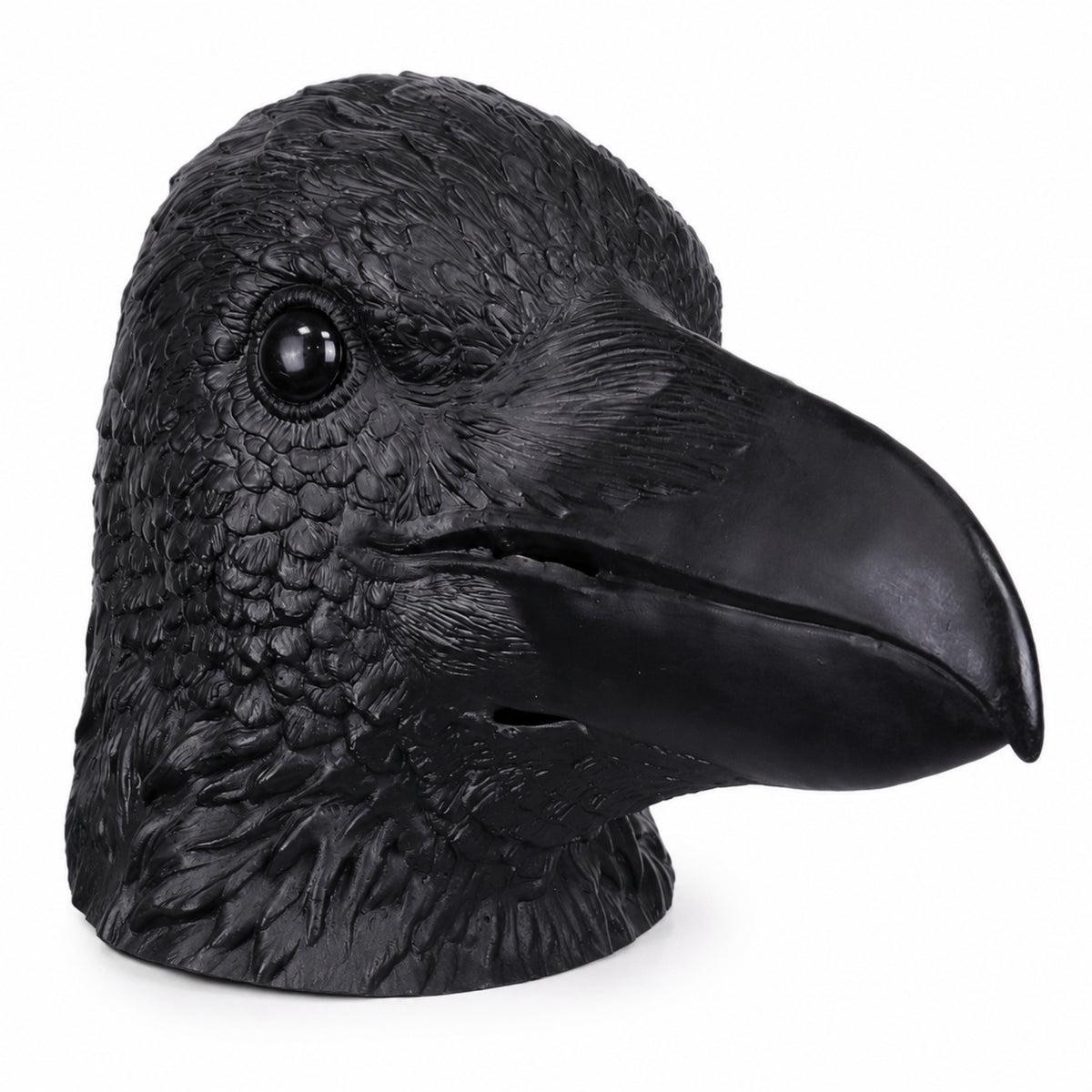 Black Crow Head Mask Realistic Crow Face Covering Adult Sized for Cosplayers, Halloween, Theater