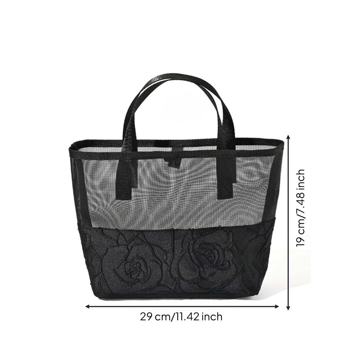Translucent Mesh Tote Bag Lightweight Mesh Bag with Zipper Zippered Toiletry Tote Breathable for Travelers, Commuters, Gym, Bathroom Storage